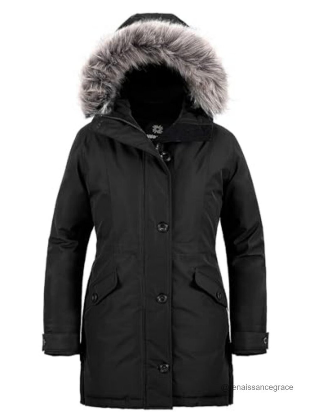 Women's Recycled Polyester Long Puffer Parka Winter Coat